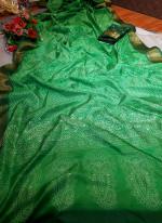 Soft Dola Silk Green Festival Wear Ajrakh Printed Saree